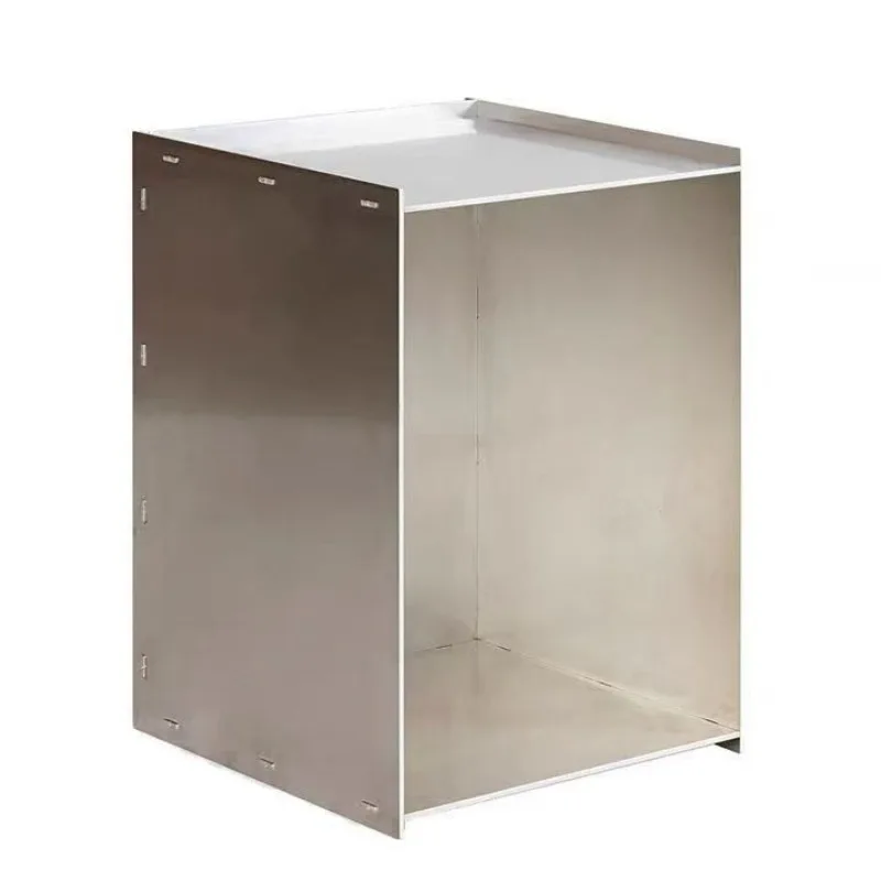 طاولة قهوة من الفولاذ المقاوم للصدأ الاسكندنافية، طاولات جانبية بسيطة، متعددة الوظائف، منضدة حديثة، أثاث منضدة فاخر وبسيط #6