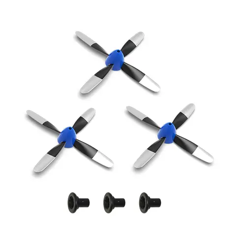 3Pcs 4-Blade Propeller  for Volantex 4CH 400mm P-51Mustang RC Plane,with Saver and Adapter,Spare Replacement Accessories
