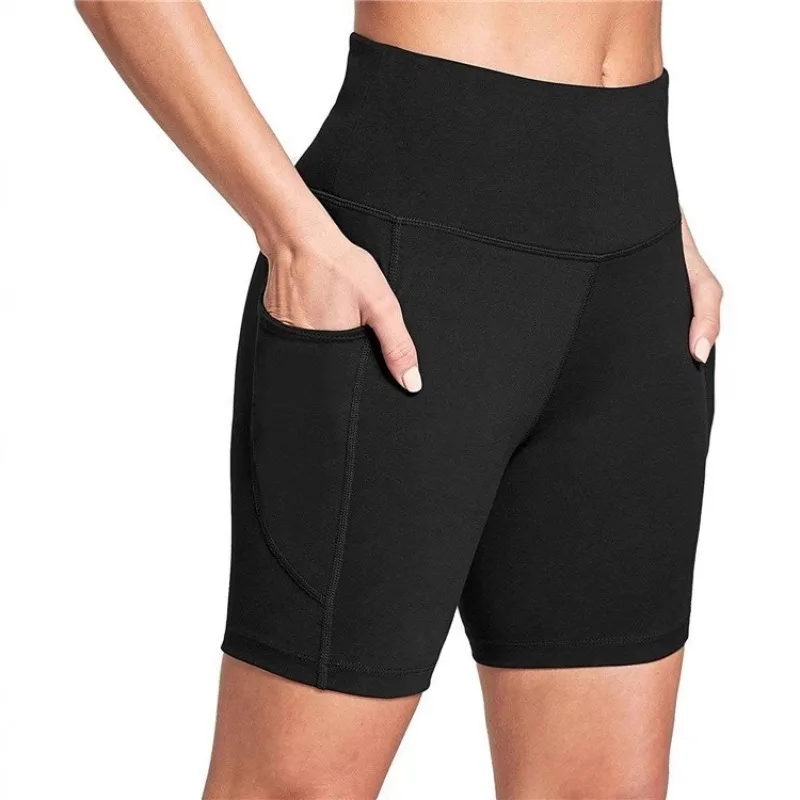 

Women's High Waist Yoga Shorts Side cellPhone Pocket Sweat Wicking for Gym Running and Active Training
