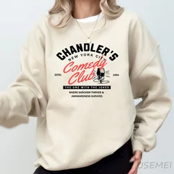 Camisola Chandler Friends das mulheres, 90s TV Show Hoodie, Nostalgia Pullover, Camisolas estampadas de manga comprida, Top Vestuário Feminino