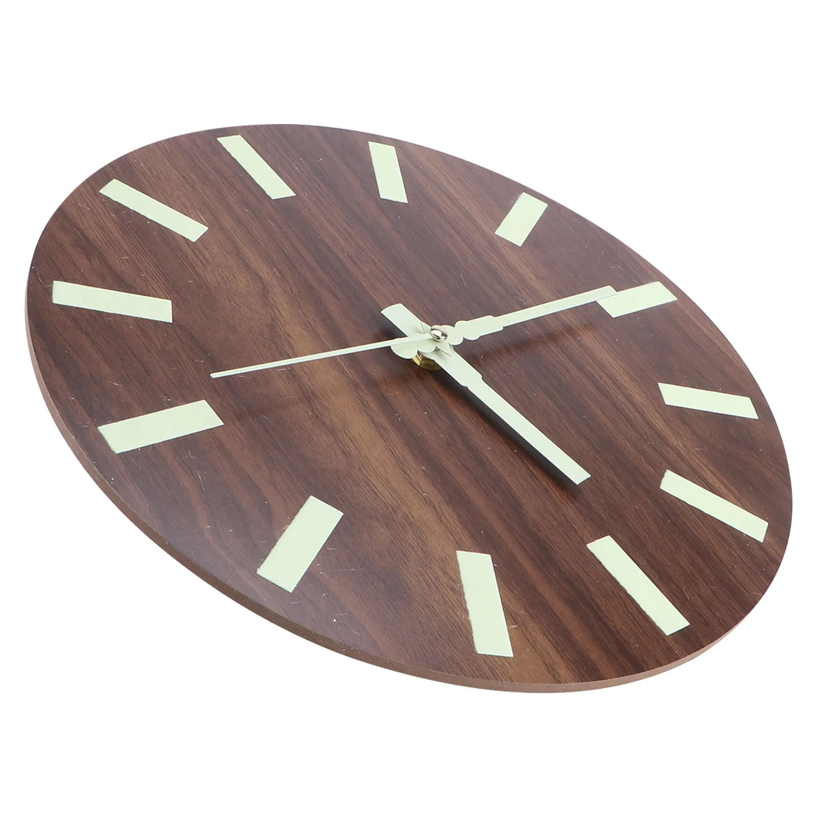 Wood Clock Night Light Hanging Clock Walnut Color Office Bedroom Decor Eco Friendly Dust Proof