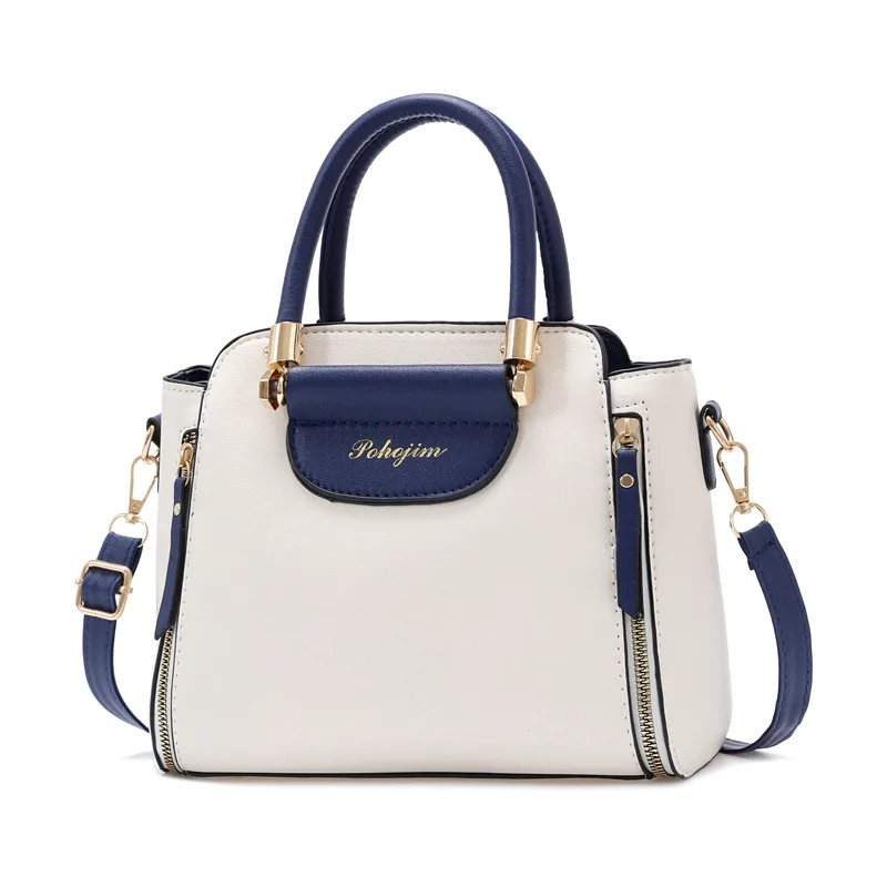

New Fashionable Color Blocked Handbag with Letter Hot Stamping Design, Elegant and Large Capacity Single Shoulder Crossbody Bag