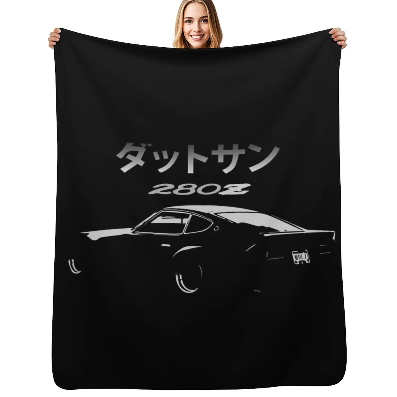 Vintage Datsun 280z Stencil Throw Blanket Cute Plaid cosplay anime halloween sofa bed Summer Beddings Furry Blankets