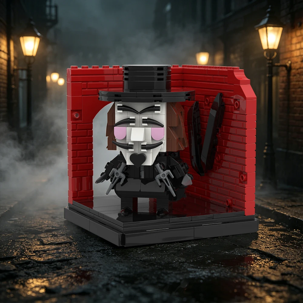 MOC V for Vendettav Building Blocks Kit Dystopian Hero Guy Fawkes Mask Figure with Scen Bricks Toy Adult Gift
