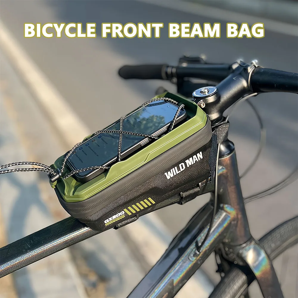 

WILD MAN Hard Shell EVA Bicycle Bag Rainproof and Touch Screen Bicycle Upper Tube Bag Elastic Rope Design Bicycle Bag