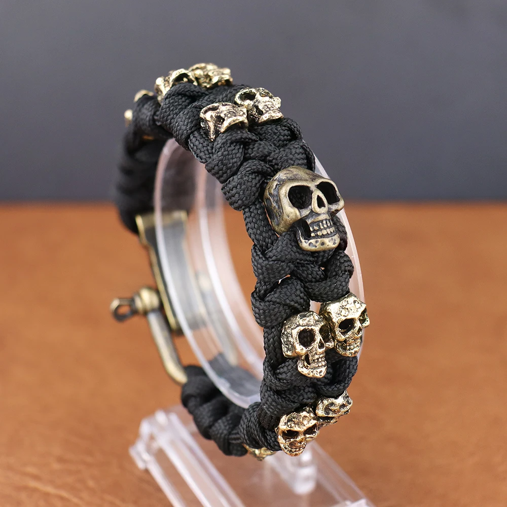 

Vintage Style Skull Bracelet Men's Jewelry Accessories Adjustable Survival Emergency Paracord Bangles for Camping Hiking Outdoor