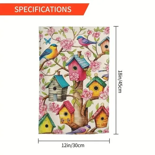 *NEW* BEAUTIFUL ~ Spring Summer Garden Flag ~ Birdhouses ~ Birds ~ 12x18 HHJ LLG
