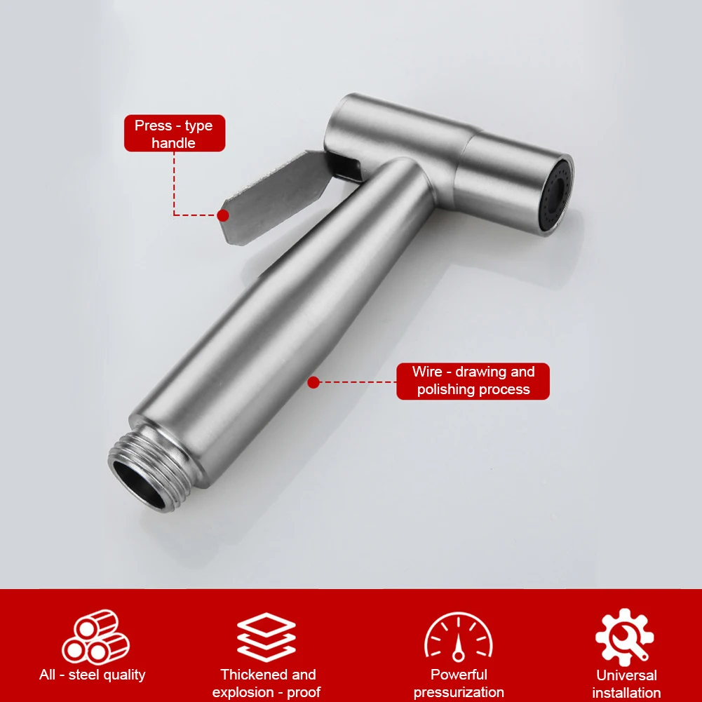 الفولاذ المقاوم للصدأ بيديت دش يدوي المحمولة المرحاض بندقية البخاخ مع 2 طريقة كلبشة وخرطوم التنظيف الذاتي غسل بيديت البخاخ مجموعة #4