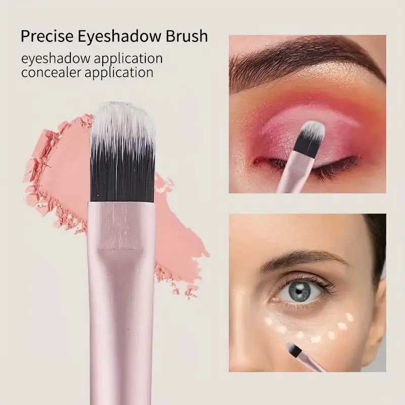 Rose Gold Dual-Ended Eyeshadow Brushes - Professional Makeup Brush Set with Flat Shader & Blending Brush, Ultra Soft Synthetic