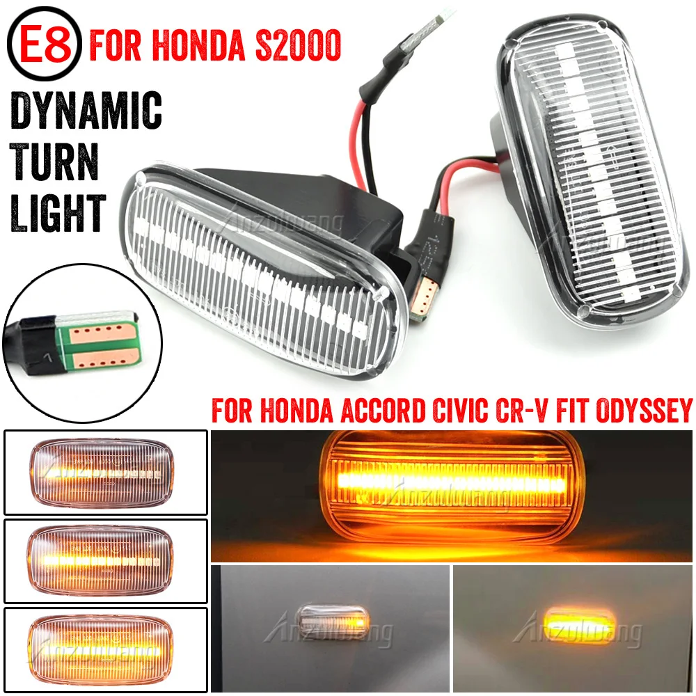 2X Dynamic Side Marker Turn Signal Light lamp For Honda CRV Accord Civic Jazz Fit Stream Integra DC5 City Odyssey Acura RSX NSX