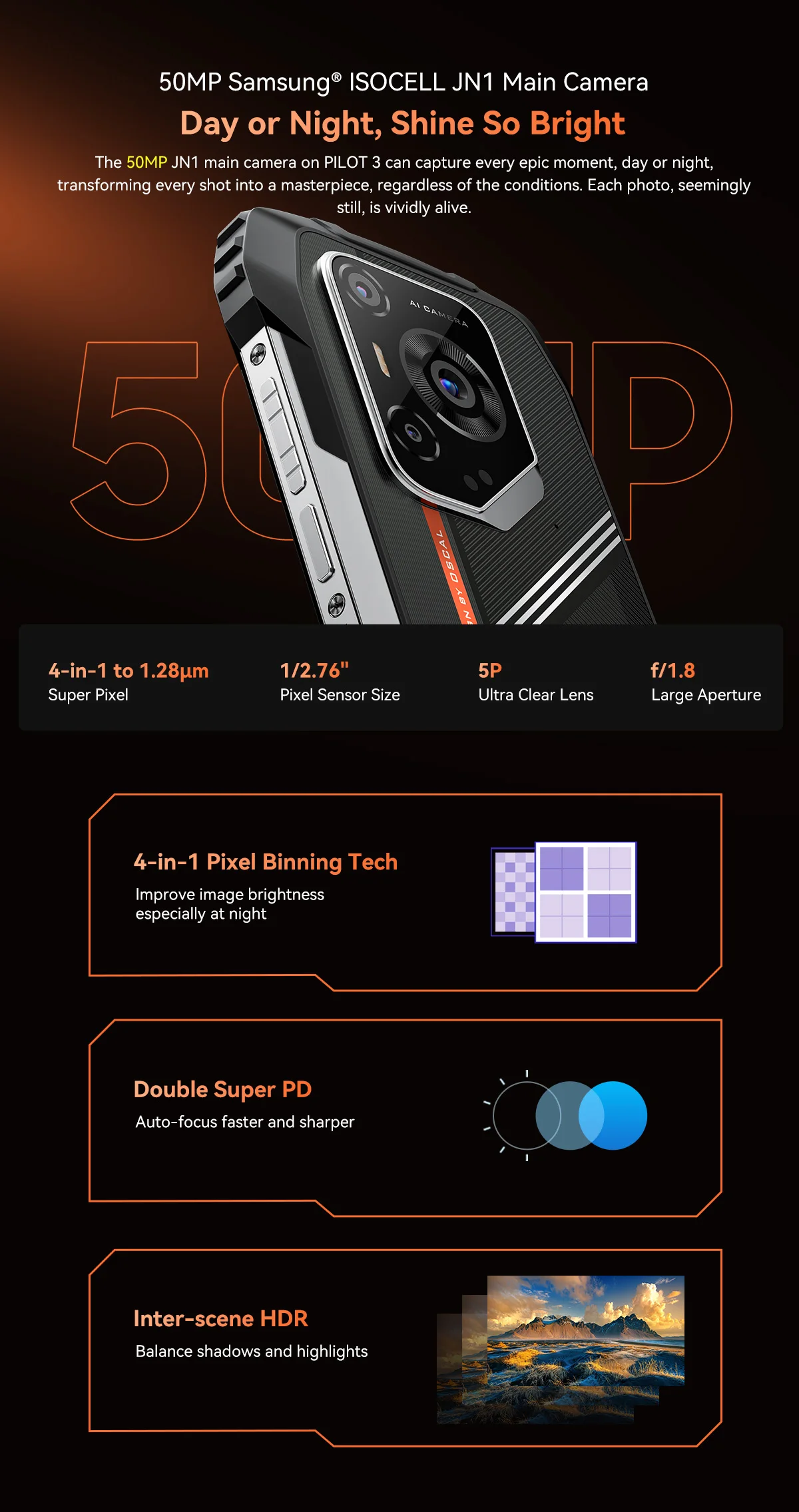 2025 Blackview OSCAL PILOT 3 Rugged Phone MTK 6300 12GB+256GB Telephone Portable 6.78" FHD+2.4K Display 120H Smartphone Android