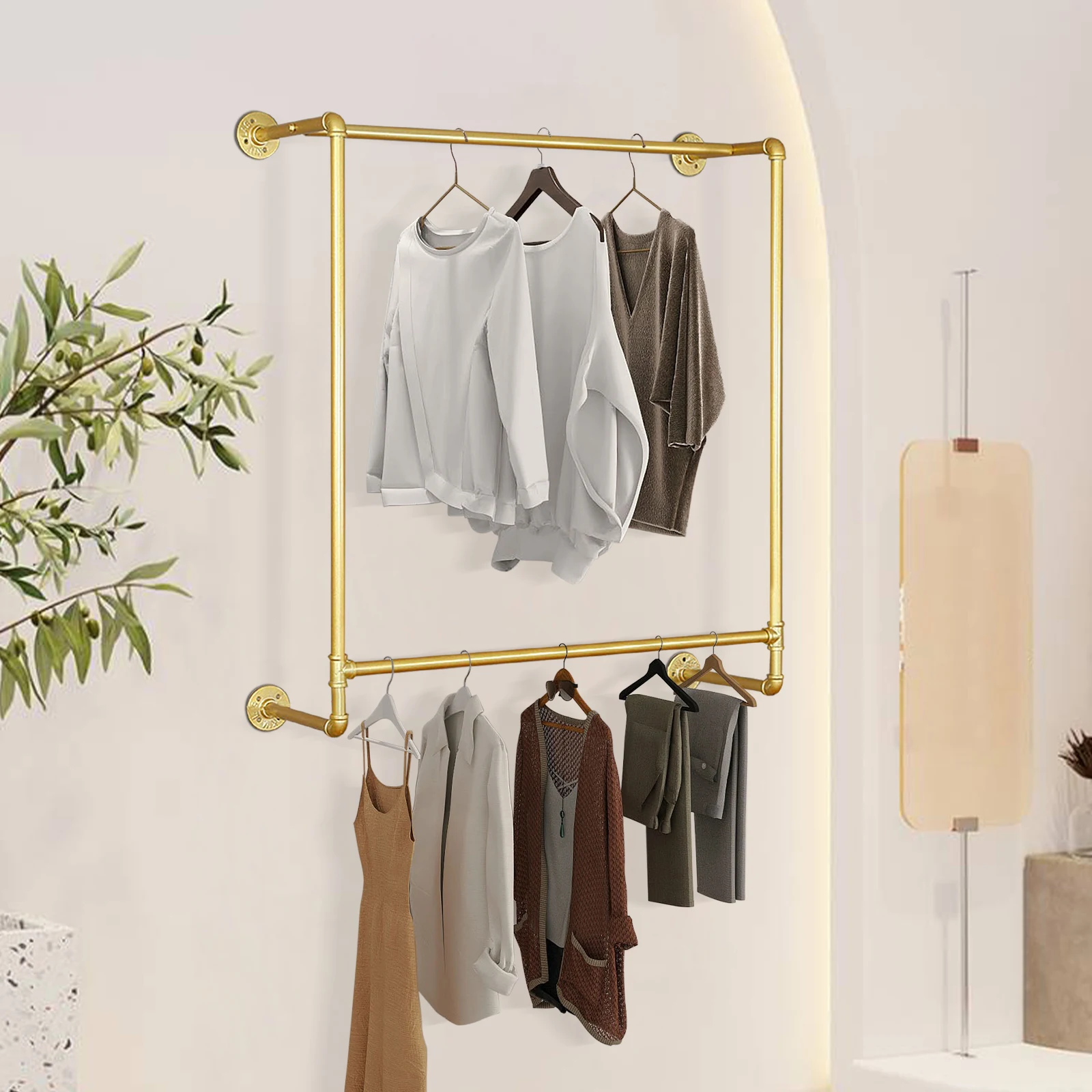 Iron Pipe Wall Rack Clothing Rack Closet Organizer Rack Wall Mounted Coat Hanger