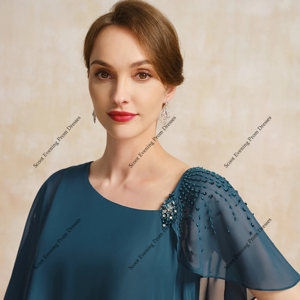 Пляжные зеленые платья для матери невесты с шифоновыми платьями для свадебной вечеринки с короткими рукавами для женщин, новинка лета 2023 года, Robe De Soirée