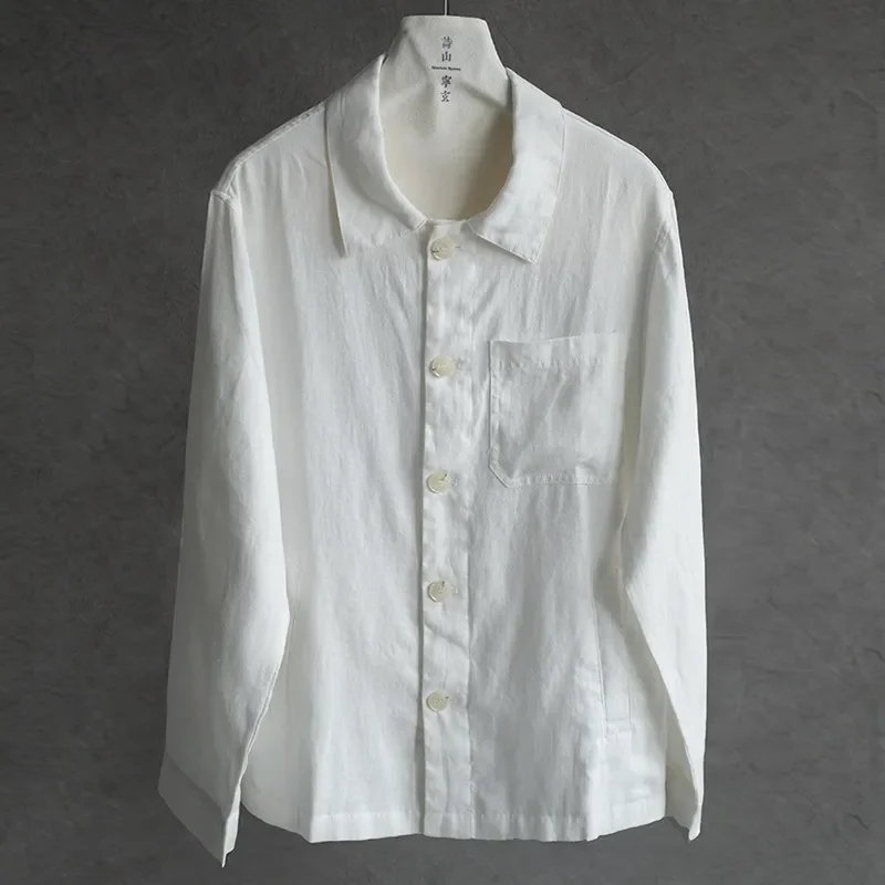 Spring retro literary and artistic style new casual linen shirt