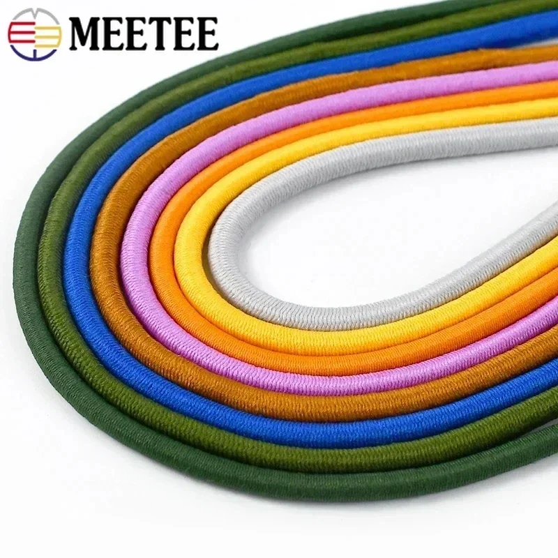 5/10Meters Meetee 4mm Elastic Band Colorful Stretch Rubber Rope Clothes Drawstring Elastics Ropes Spring String Cords Sewing