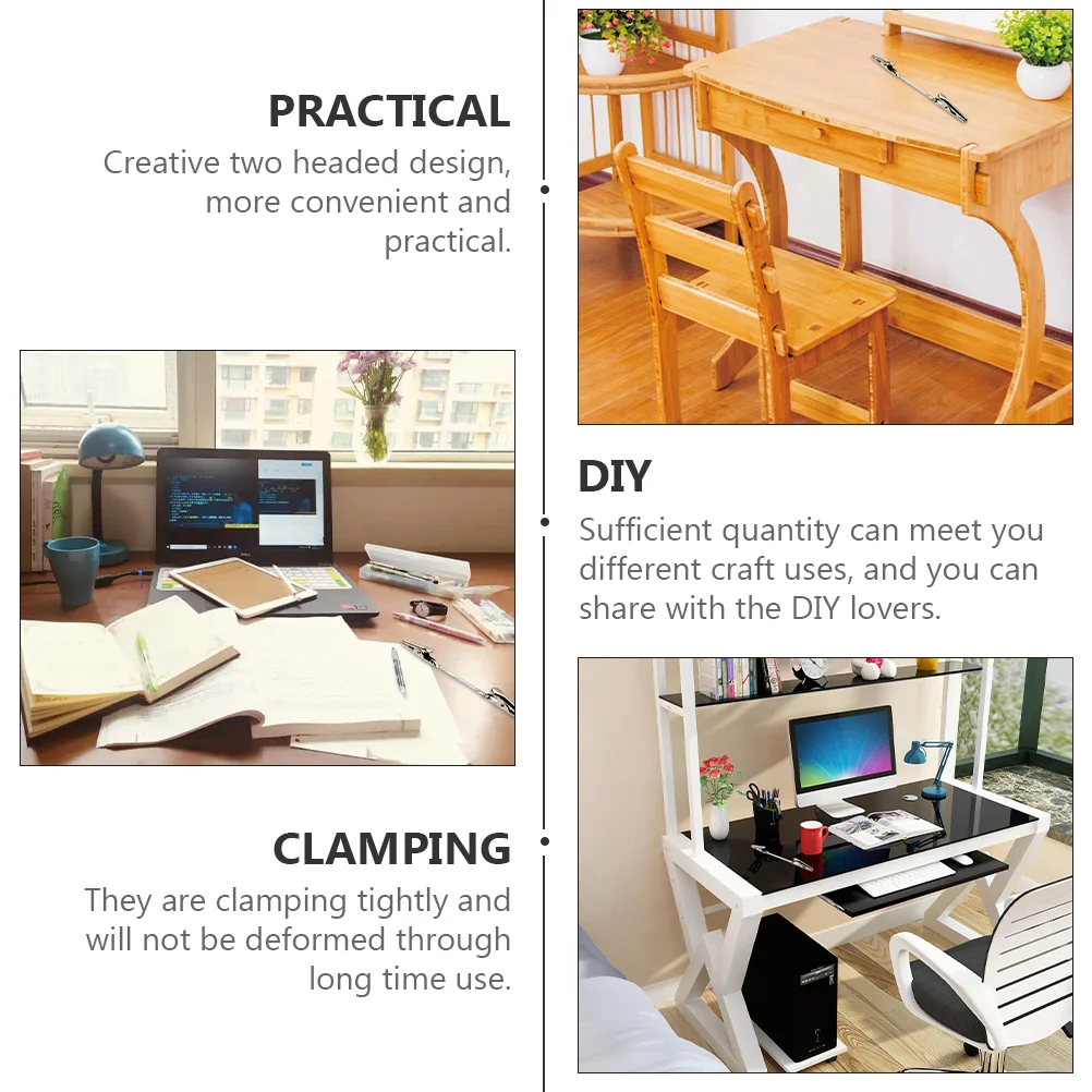 12Pcs Metal Two Headed Alligator Clips Wire Rope Memo Holders Note Clamps Creative Postcard Picture Fasteners DIY