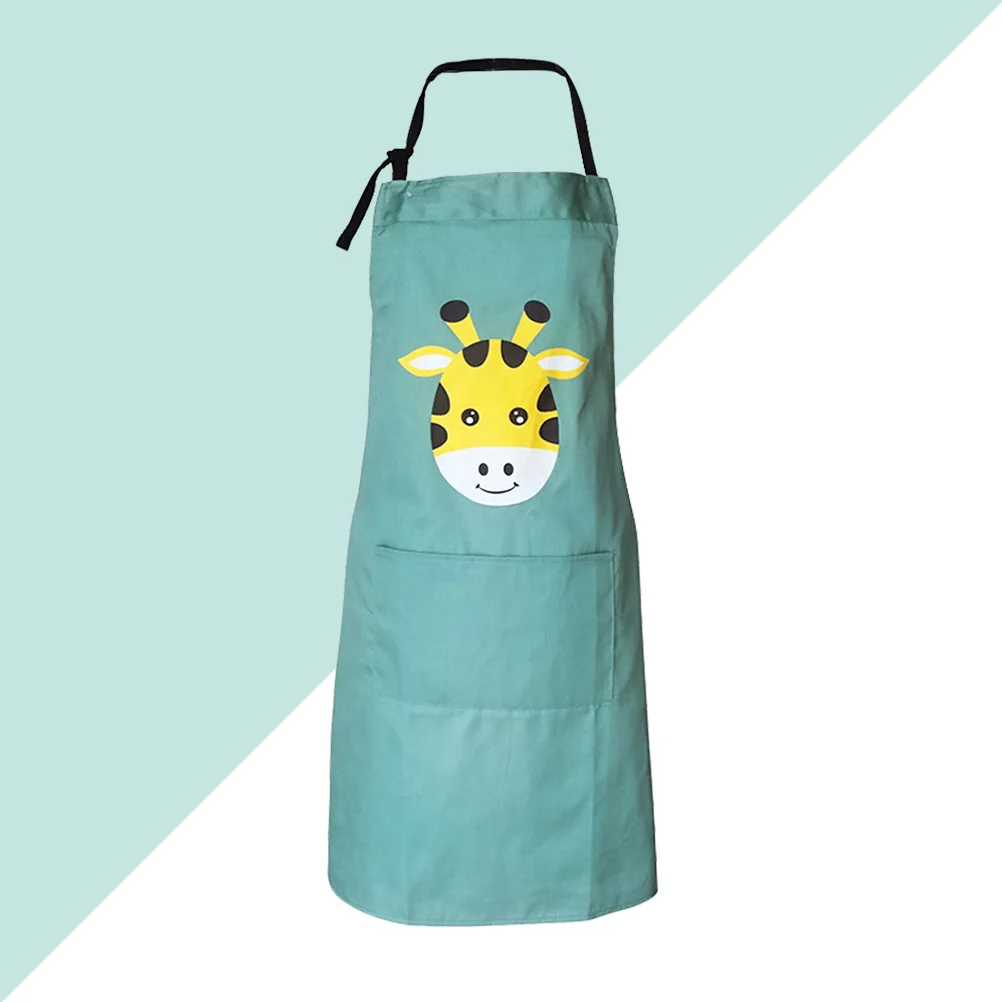 

Premium Animal Print Cotton Apron Parent-Child Kitchen Bib Dustproof Oil Resistant Adjustable Hanging Back Ties With Pocket For