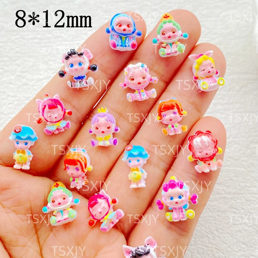 50pcs New Model Cute Mini Colorful Cartoon Girl, Princess Resin for DIY Fashionable Nail Art Decoration for DIY Crafts