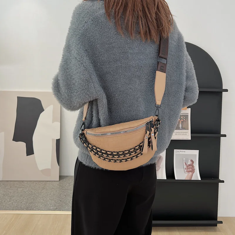 Women PU Leather Waist Bag Casual Belt Shoulder Zipper Bag Crossbody Pack Fashion Chest Bag  Large Capacity Fanny Pack for Women