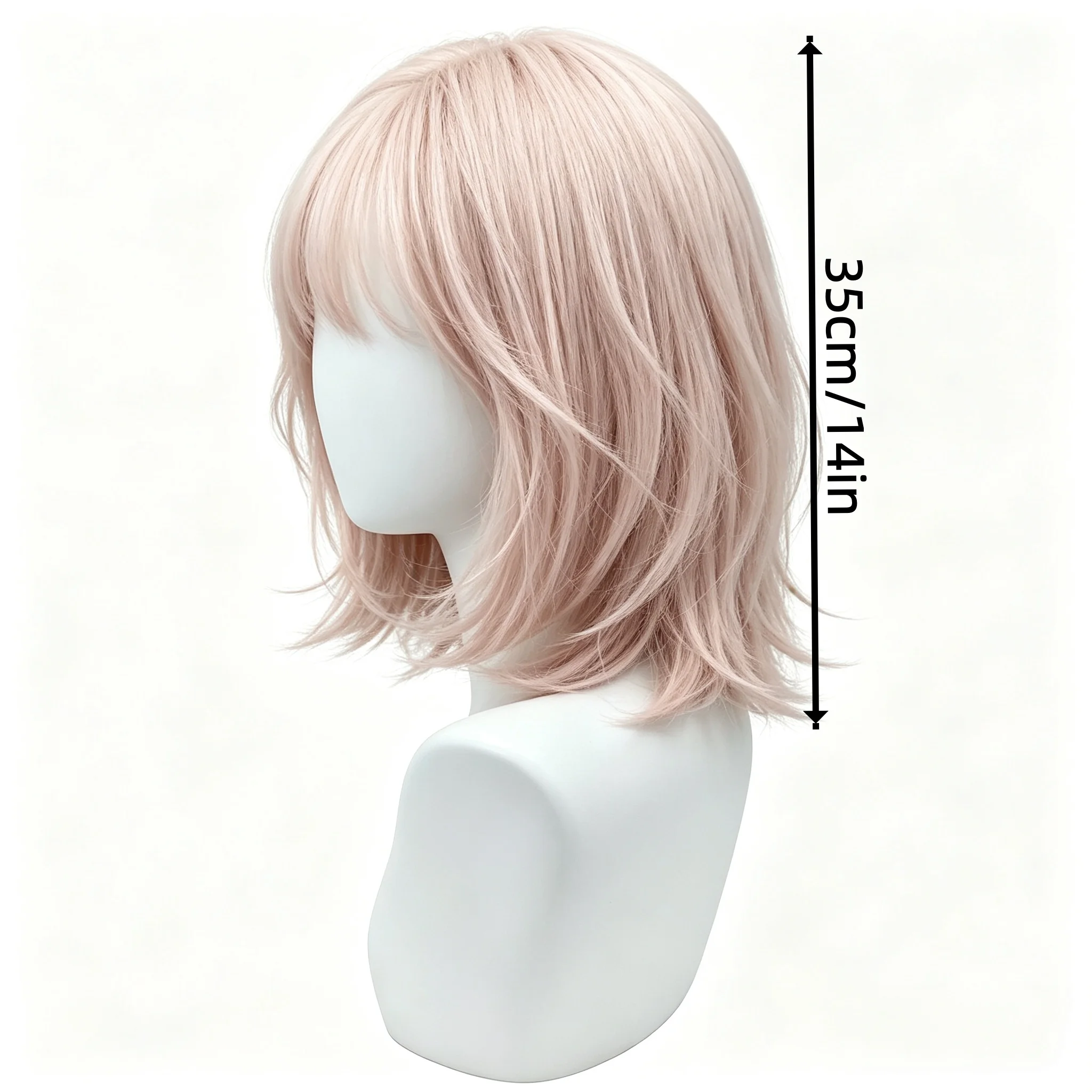Ladies' Pink Short Bob Synthetic Wig with Bangs, Suitable for Role-Playing, Carnivals, St. Patrick's Day, Back to School Season