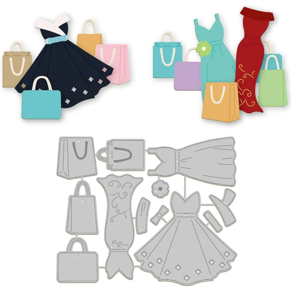 Lady Dress Metal Die Cuts Fashion Bag Cutting Dies Cut Stencils For Scrapbooking Cutting Dies Diy Album Card Making Decor