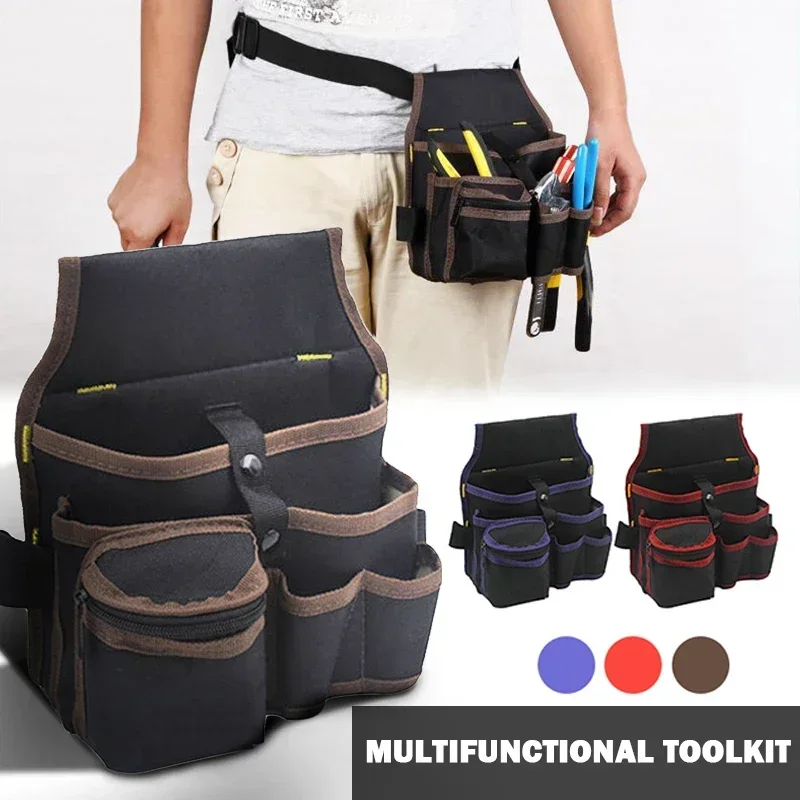 Multifunctional Tool Storage Bag Pouch Belt Electrician Toolkit Drill Waist Bag Wrench Screwdriver Hardware Tool Bags Organizer