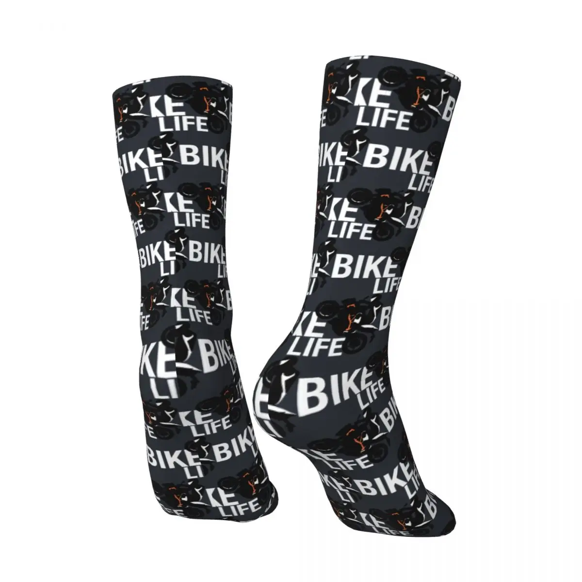 Bike Life Men's Socks Retro Harajuku Cafe Race Motorcycle Street Style Novelty Casual Crew Sock