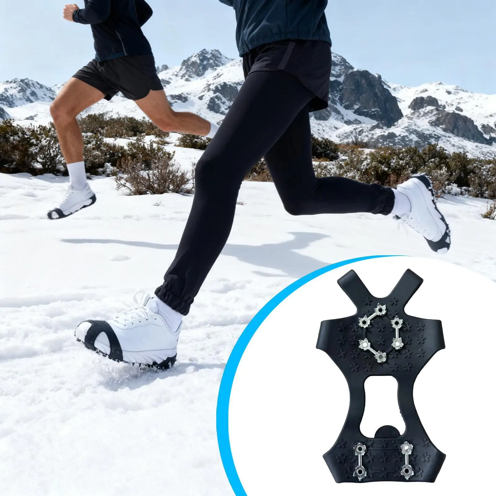 

Snow Cleats 10 Spikes Anti Skid Traction Ice Snow Grippers For Outdoor Work Winter Commuting Hiking Fishing Walking Climbing