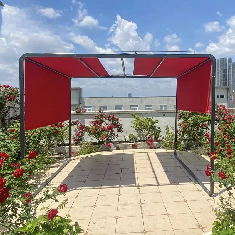 Any Size Custom Small Modern Manual Operation Aluminum Frame Gazebo With Weatherproof Polyester Fabric Sun Shade Canopy
