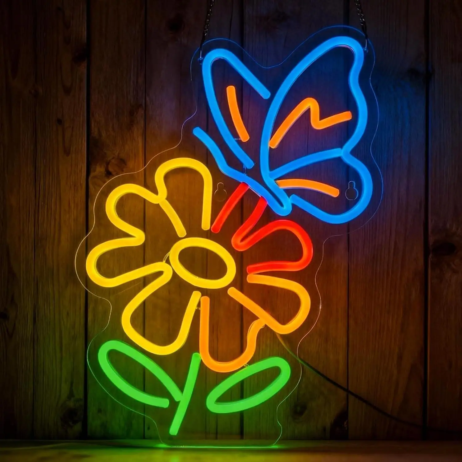 Flower And Butterfly Neon Sign USB LED Neon Lights For Living Room Bedroom Florist Shop Coffee Bar Party Wall Decoration Gifts