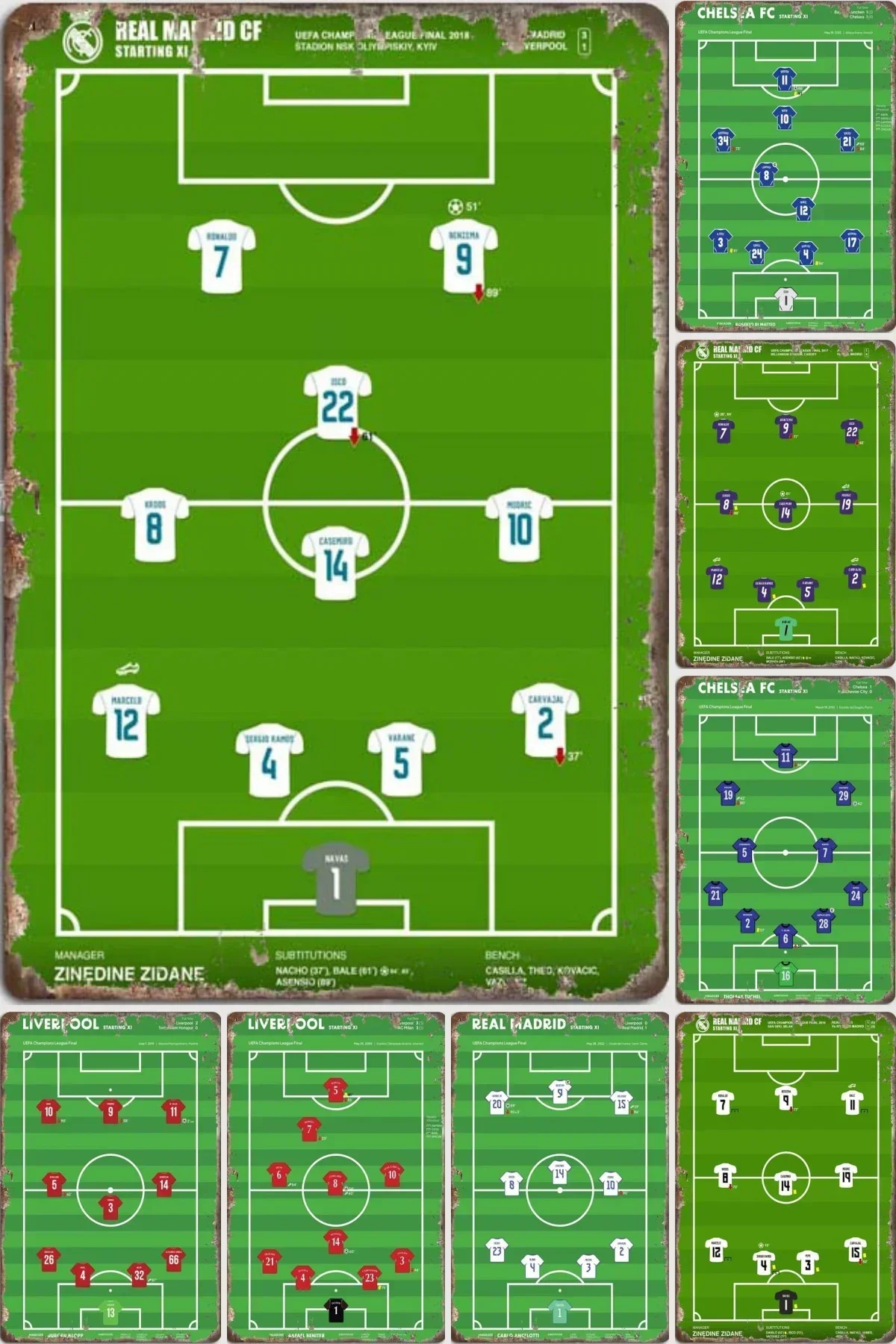 챔피언스 리그 결승전 Xi 장식 벽 장식 금속 주석 기호 남자 동굴 레트로 포스터 장식 룸 Decors 미적 게임 예술