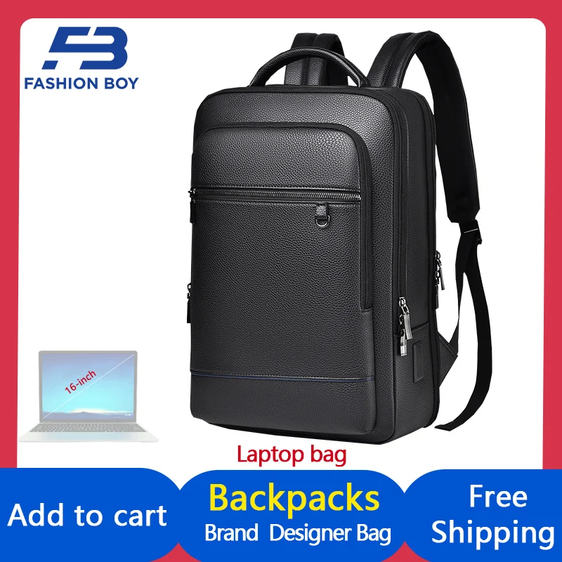 [FASHION BOY] Black Business Luxury Designer Backpacks High Capacity Computer Bags Waterproof Double Main Pocket Travel Bag