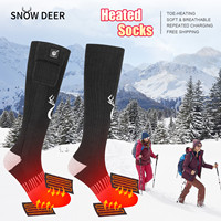 SNOW DEER Rechargeable Electric Heated Socks Men Women Winter Ski Outdoor Riding Camping Hiking Warm Winter Socks With Battery