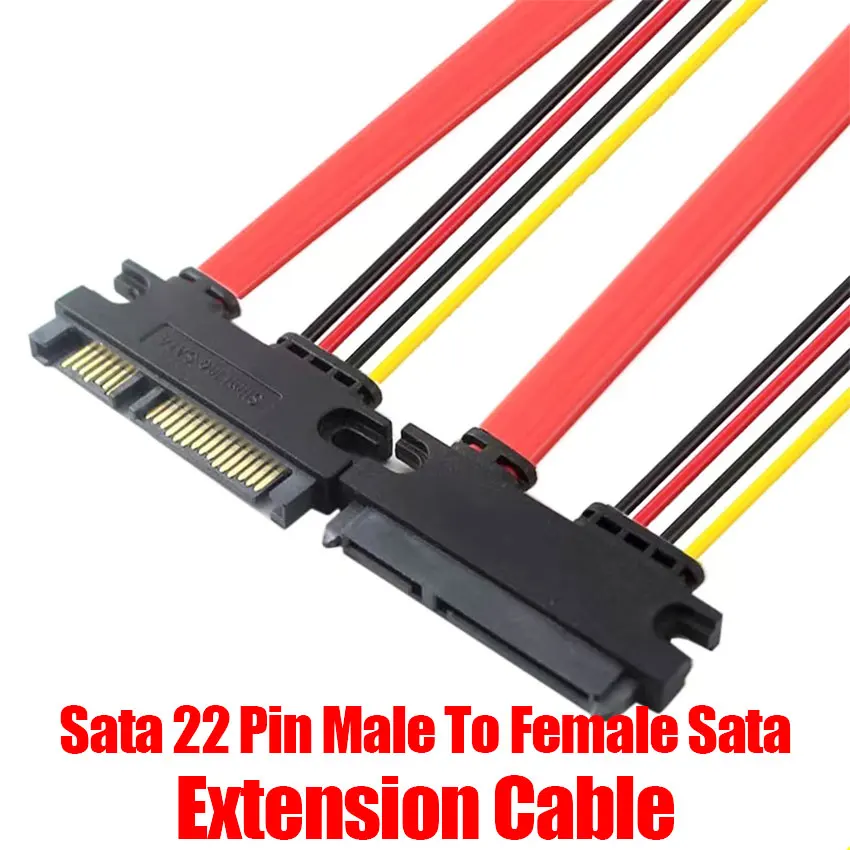 10/20/30cm Sata 22 Pin Male To Female Sata Extension Cable SATA 22 Pin Male To Female 7+15 Pin Sata Data Power Cable Hard Disk