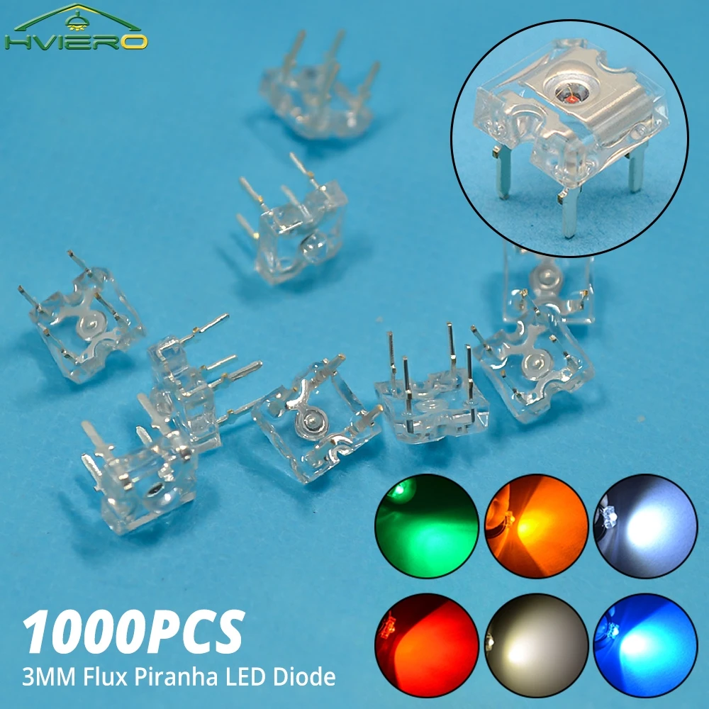

500/1000PCS Wide Angle Bright Bulb 3mm Piranha Leds Super Flux Diodes Lamp Halloween Decorations Atmosphere Dome Red Green Blue