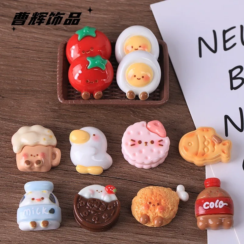 10pcs Creative cartoon food toy resin accessories DIY stationery cream glue accessories SMT small ornaments