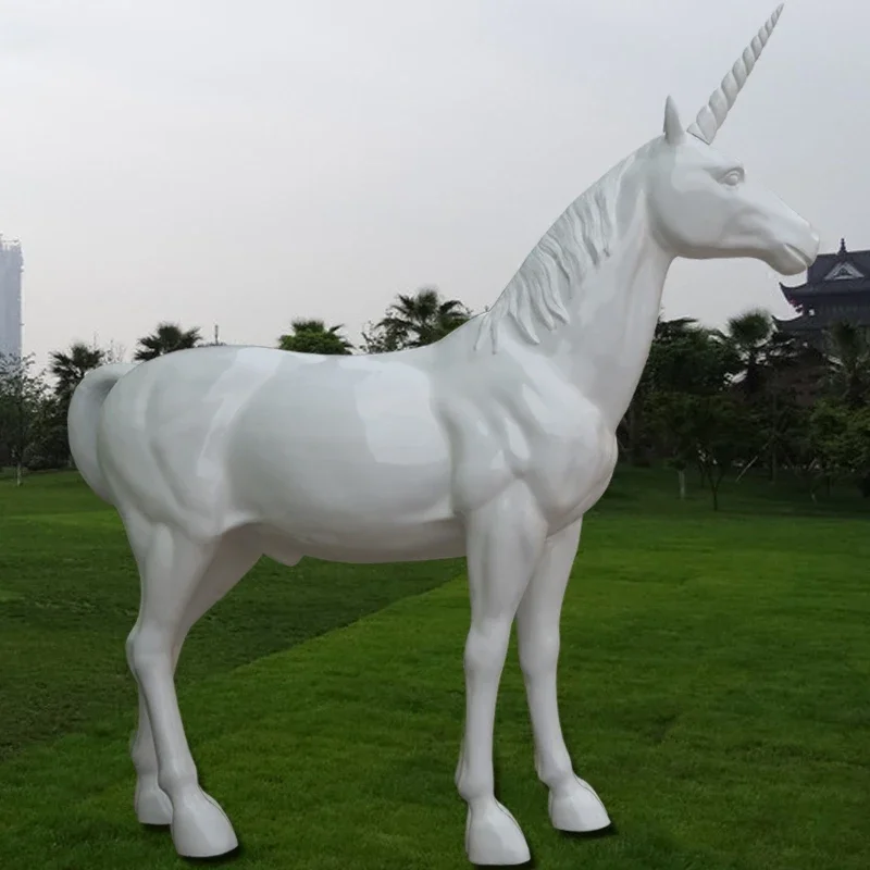 

FRP Malaysia Sculpture Opening Plaza Shopping Mall Park Hotel Living Room Art Decoration Unicorn Horse Ornament