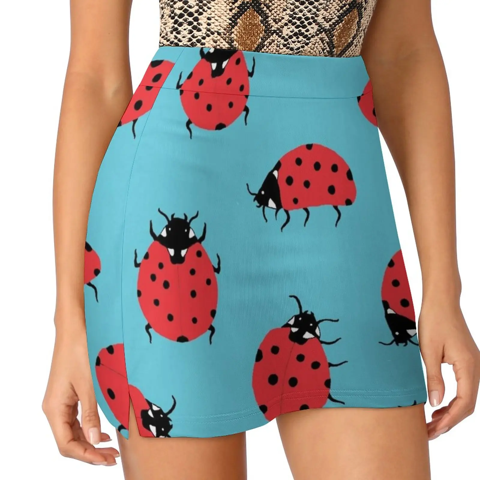 Ladybugs Women's skirt Mini Skirts A Line Skirt With Hide Pocket Ladybird Ladybird Beetles Lady Beetles Beetles Pattern Design