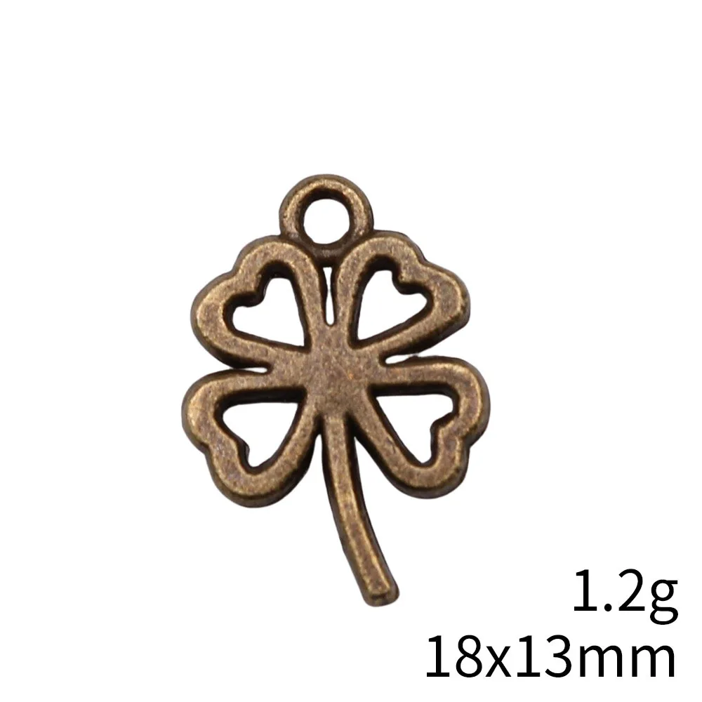 20pcs 18x13mm 2 Colors Antique Silver Color Antique Bronze Color Four Leaf Clover Charms Jewelry Making Accessories