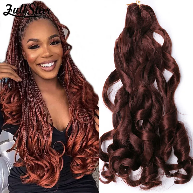 Full Star Synthetic Hair Spiral Curls Loose Wave Crochet Braids French Curls Bulk For Women Ombre Pre Stretched Black Brown Bug