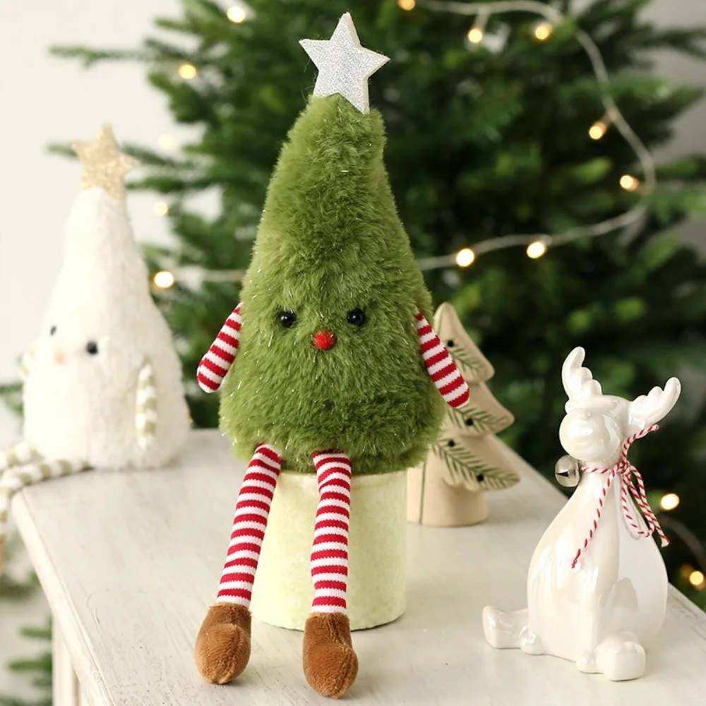 Cute Furrly Christmas Tree Polyester Fabric Gingerbread Hanging Ornament Xmas Tree Christmas Decorations 2025 New Year