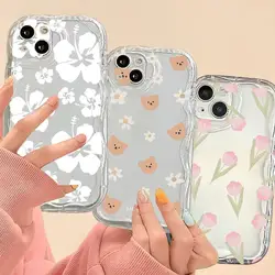Flower Ocean Wave Case for Samsung Galaxy S24 S23 Ultra S21 Plus S20 FE A54 A34 A52 A53 A33 A35 A55 A14 M54 5G A23 A24 A32 Cover