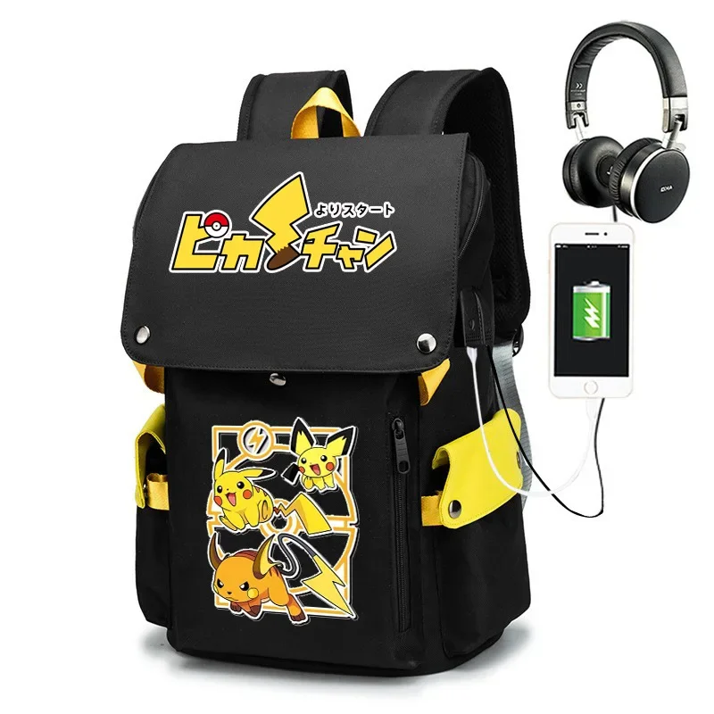 Pokemon Pikachu male and female student backpack anti-theft large capacity backpack 15.6-inch computer bag children's gift