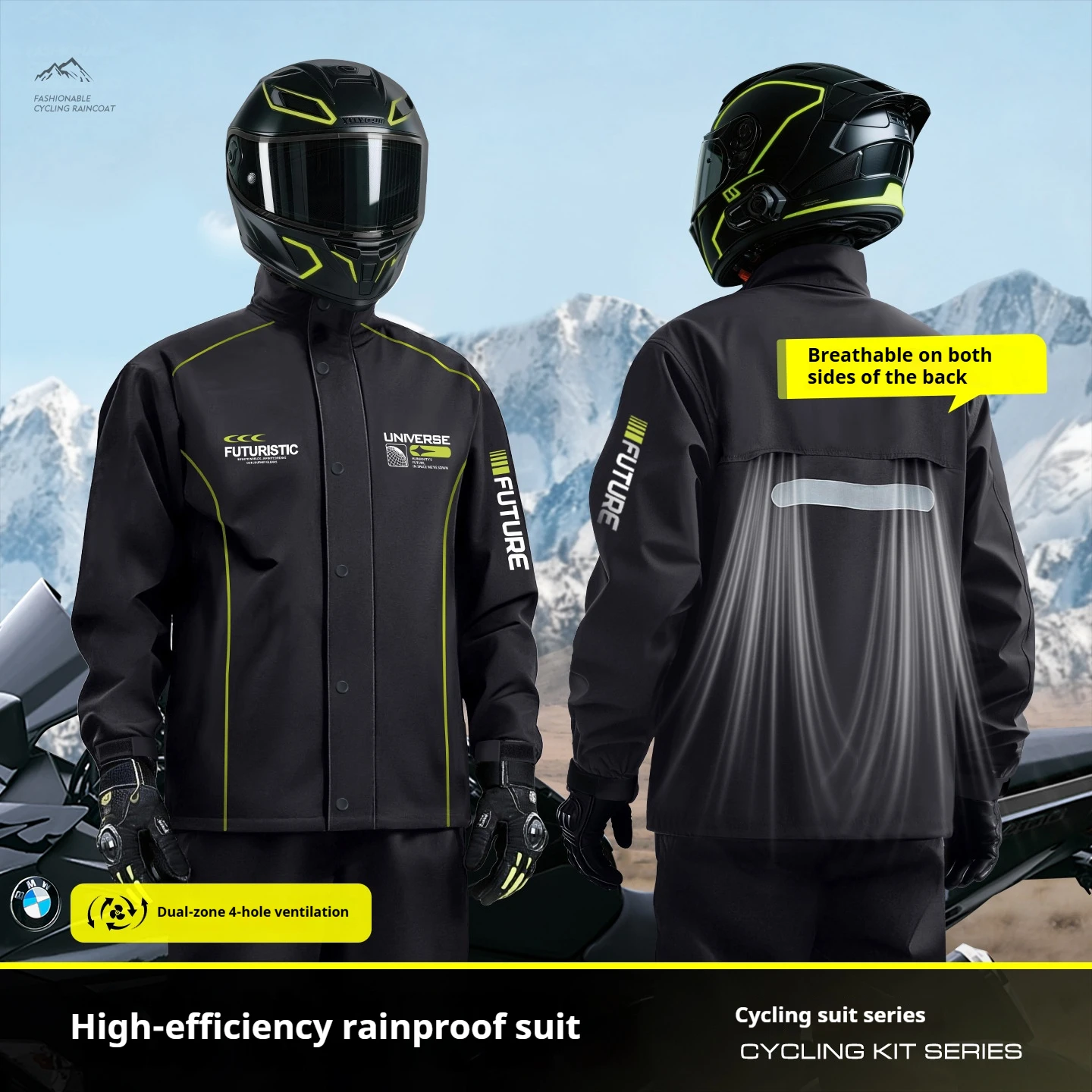Motorcycle Rain Suit - Adult Male Motorcycle Raincoat Suit with