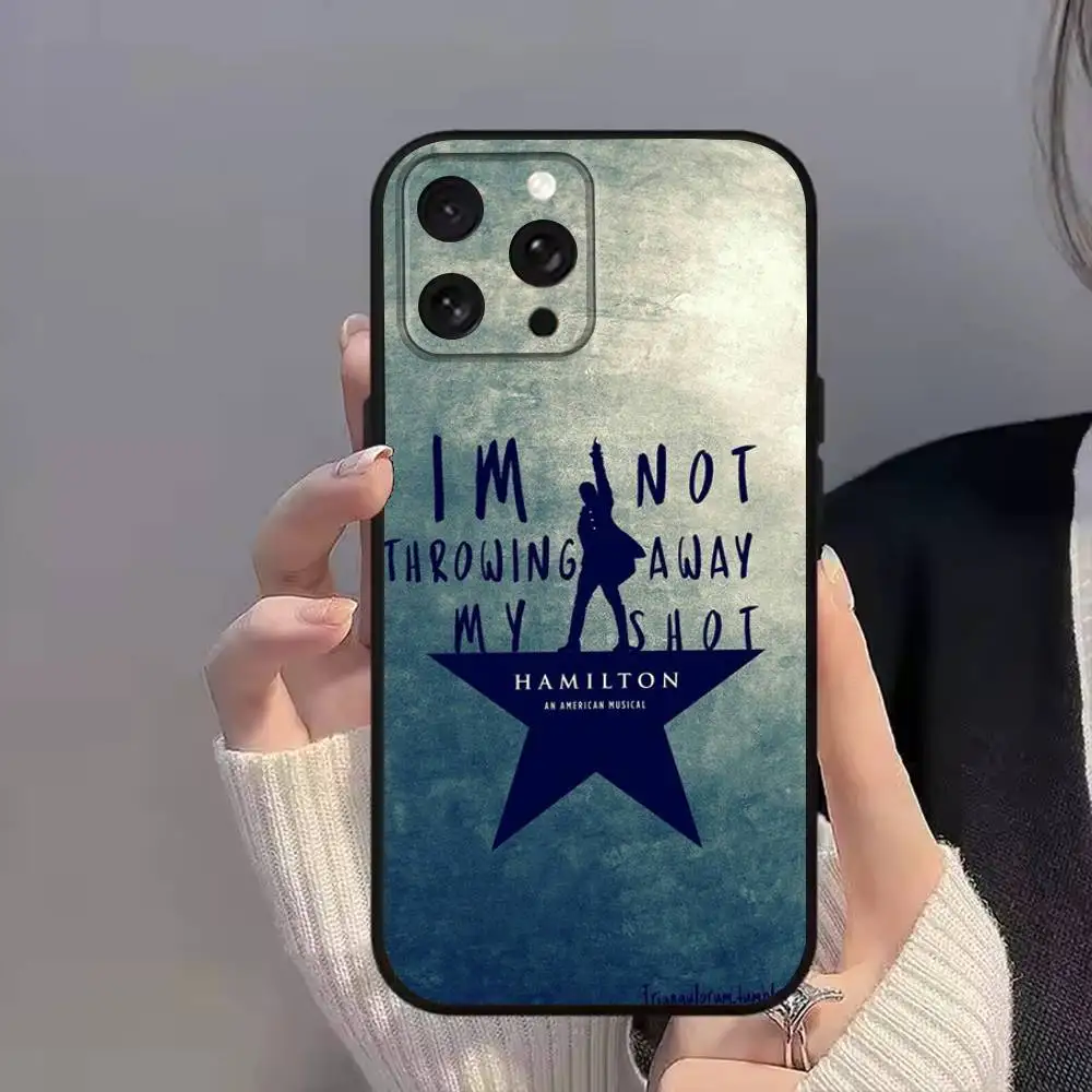 حافظة هاتف H-Hamilton L-Lyrics-E لهاتف iPhone 11,17,16,14,12,15,13,Max,SE4,Plus,E,Pro,Air,Mini Black Soft Cover allover Print