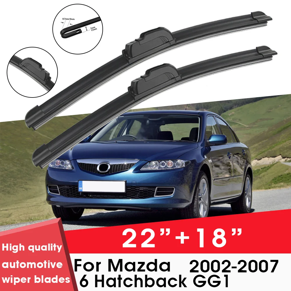 

Car Wiper Blade Blades For Mazda 6 Hatchback GG1 2002-2007 22"+18" Windshield Windscreen Clean Rubber Silicon Cars Wipers