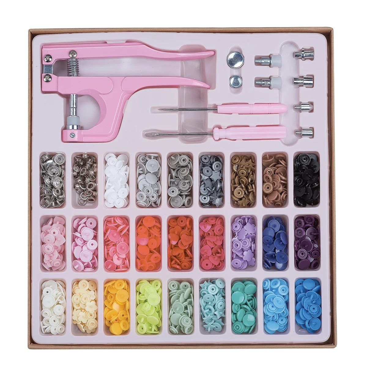 27 Colors Snap Fastener Kit - Assorted Colors Press Studs for DIY Crafts And Clothing