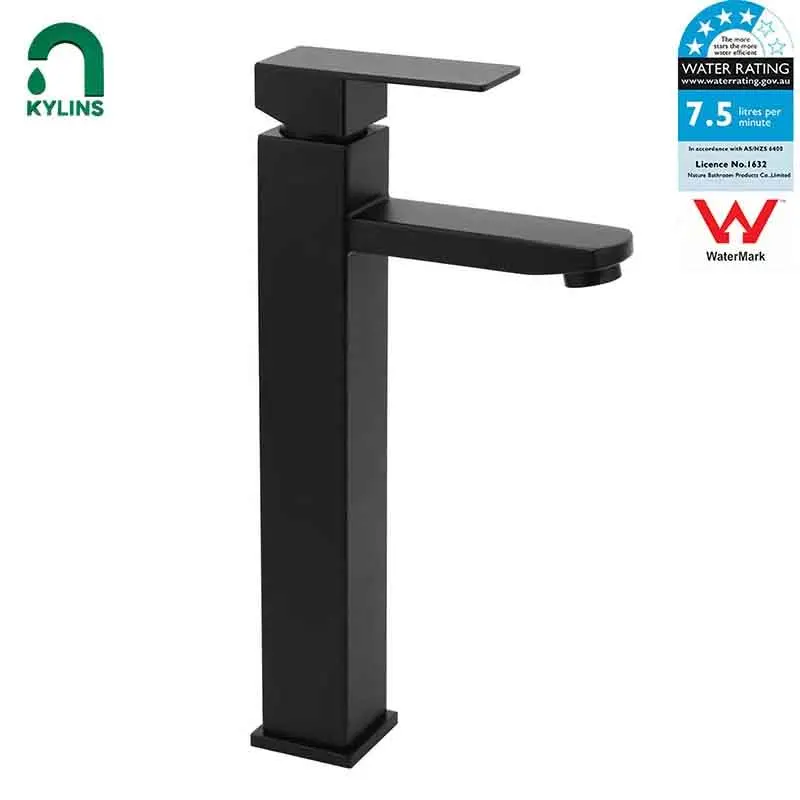 KYLINS Matte Black Bathroom Kit Luxury Bathroom High Faucet for Kitchen Washhand Stand Square Water Tall Tap Bathrooms