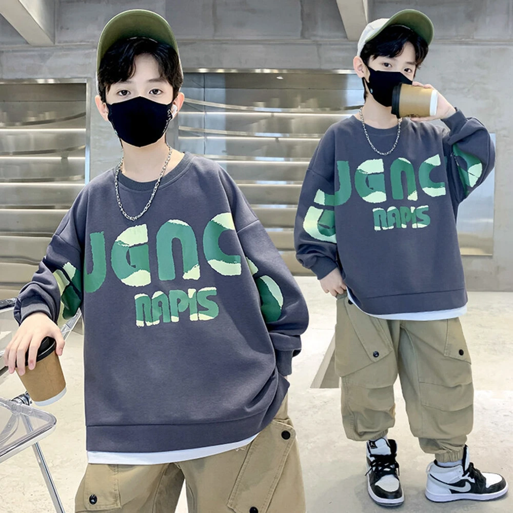 

Kids Loose Pullover Hoodie Clothes for Teens Fashion Boys Sweatshirts New Autumn Casual Streetwear Cool Tops 6 8 10 12 14 Years