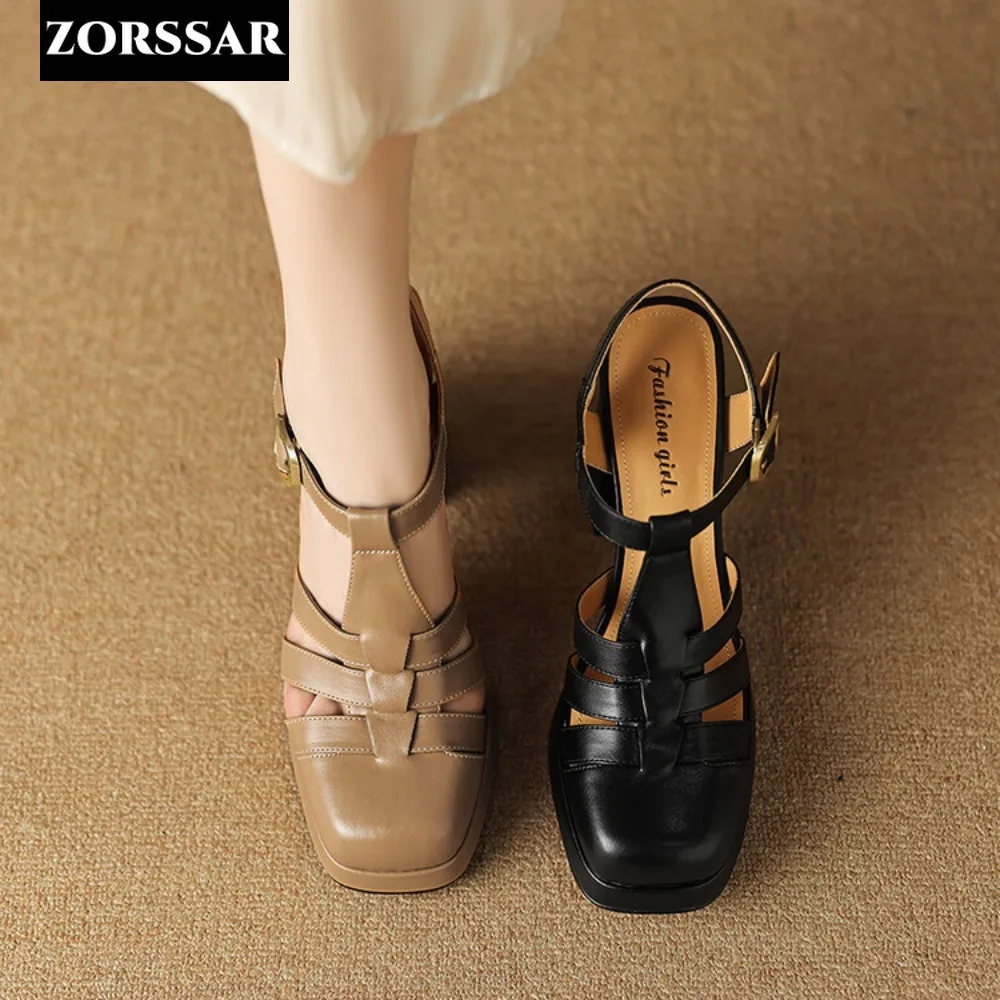 2024 New Fashion Women Pumps Sandals Summer Sexy Slingback High Heels Roman Shoes Platform Elegant Square Toe Party Wedding Shoe